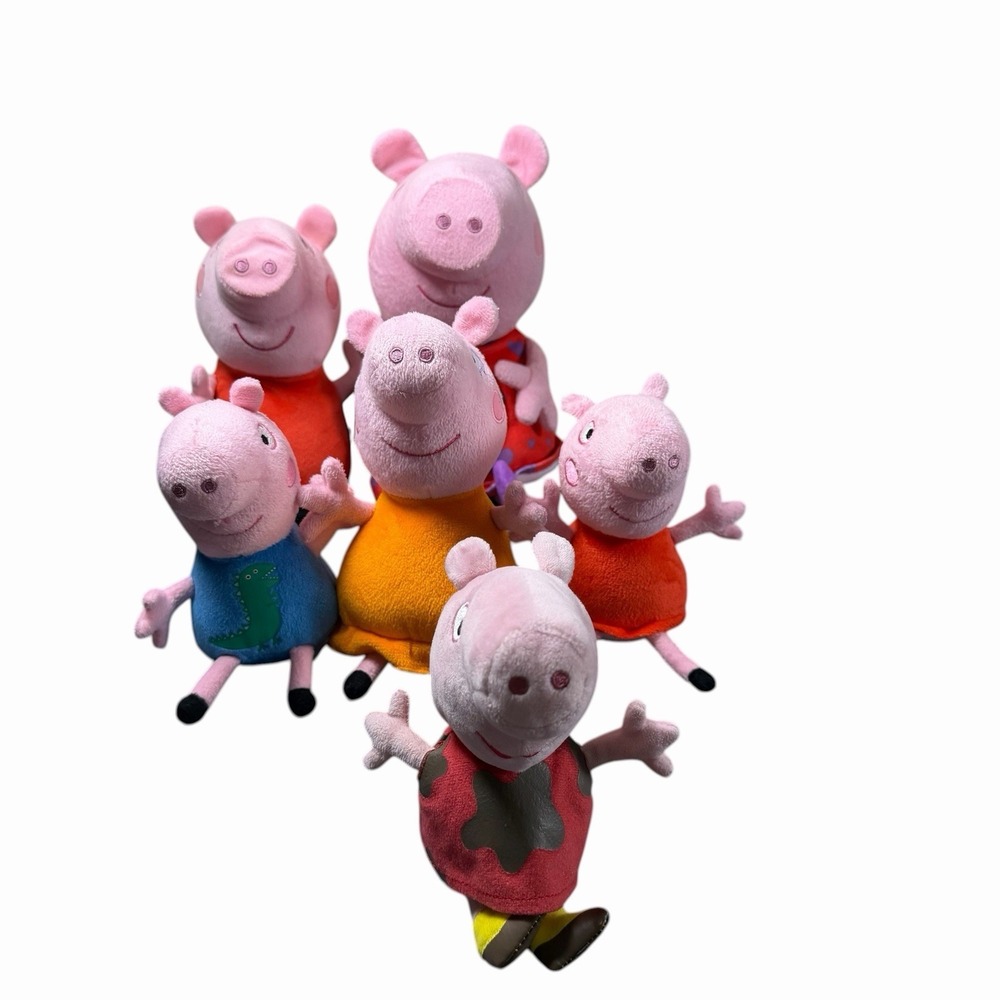 LOT OF (6) PEPPA PIG PLUSH DOLLS ALL DIFFERENT‎ EXCELLENT CONDITION